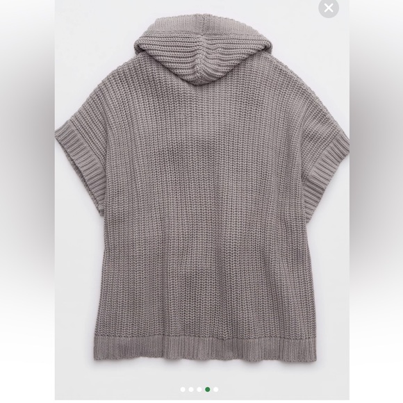 Aerie Hooded Ribbed Knit Cape Cardigan Gray Size Large/ X-Large - Picture 4 of 10